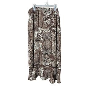 Vintage Sag Harbor Boho Floral‎ Brown Skirt Size 14